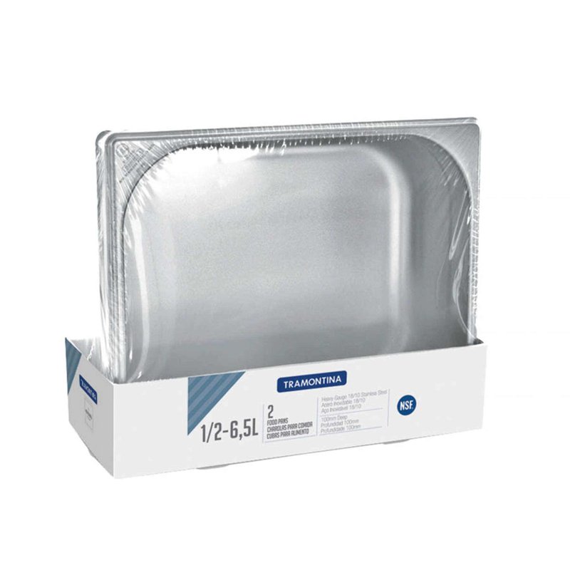 Cuba Gastronômica Aço Inox 1/2 sem alças 2 pç. - profundidade 100mm