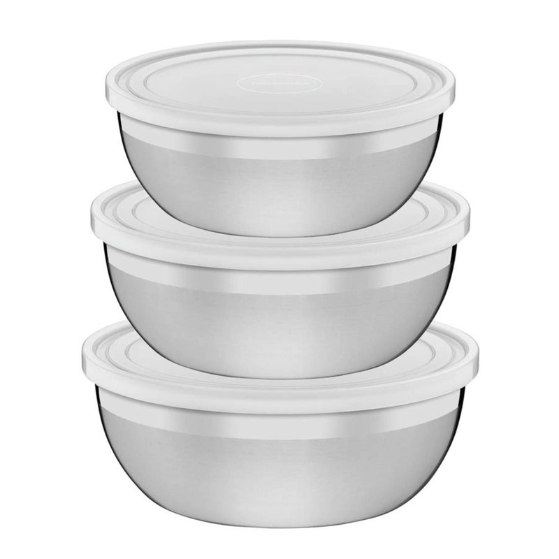 Jogo de Potes Freezinox em Aço Inox com Tampa Plástica 3 Peças