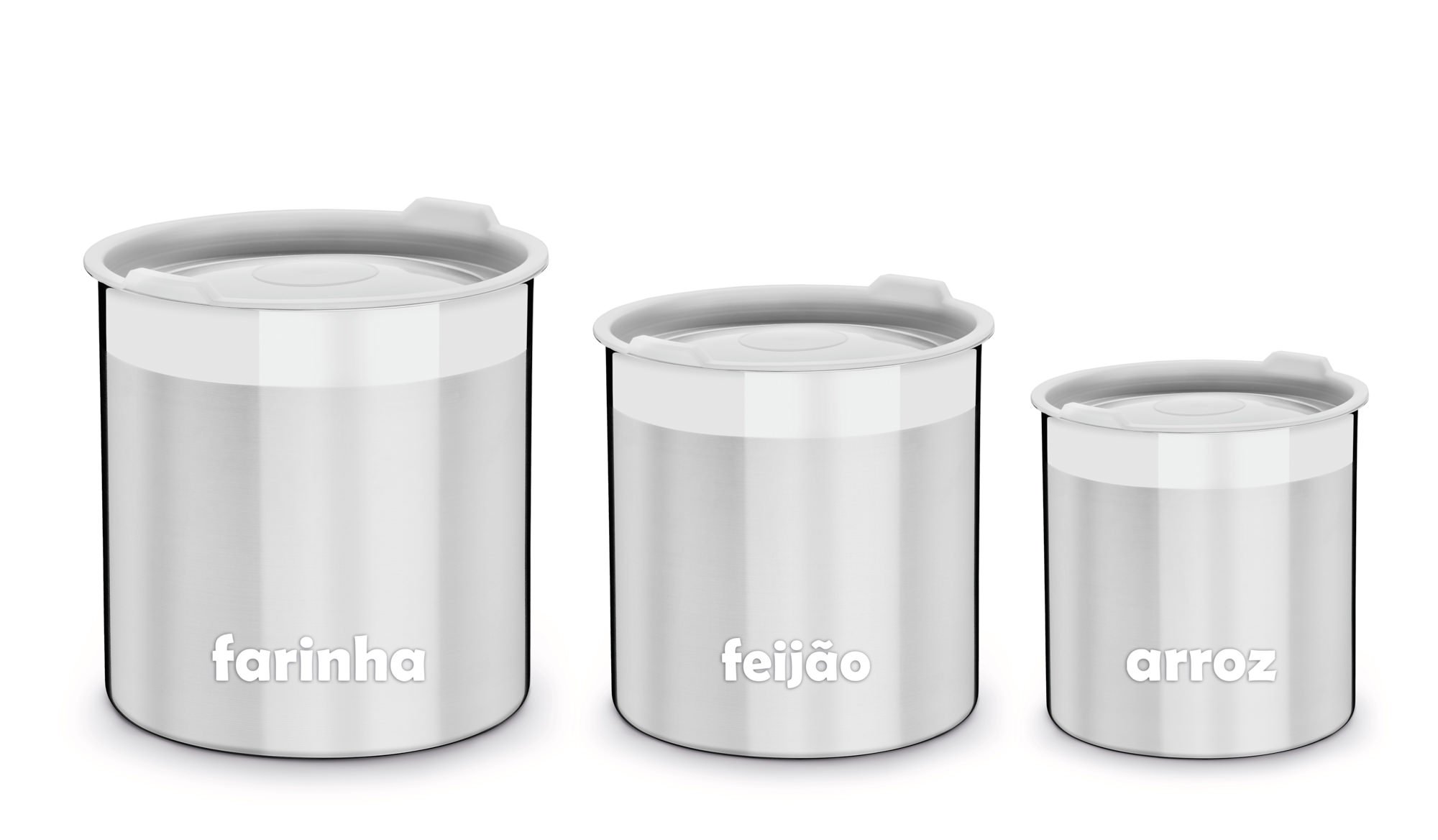 Jogo Potes Tramontina Cucina Aço Inox Tampa Plástica Branca 3