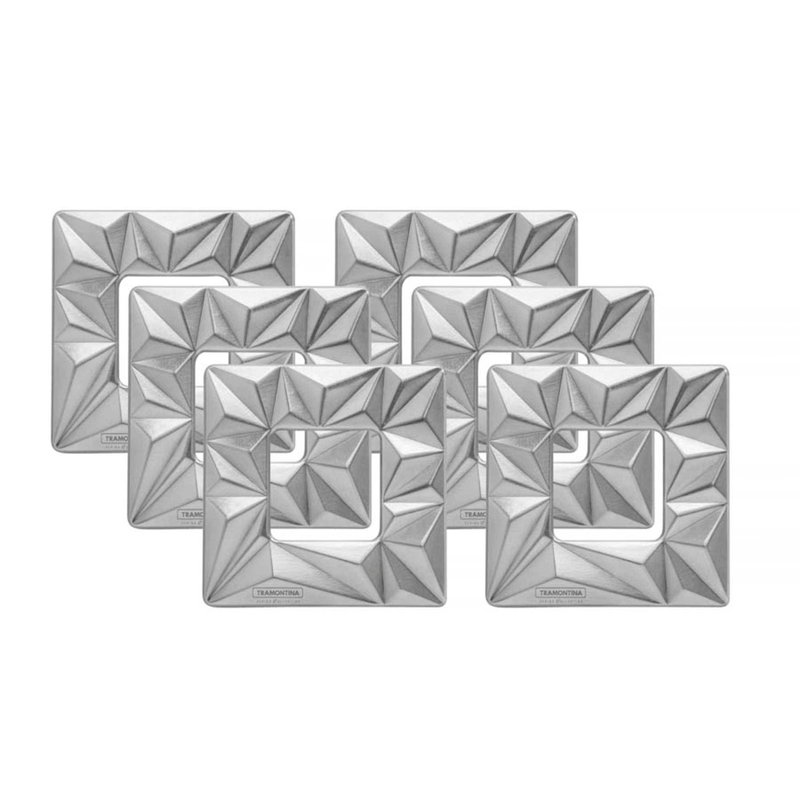 Conjunto de Argolas para Guardanapo Prisma em Aço Inox 6 Peças