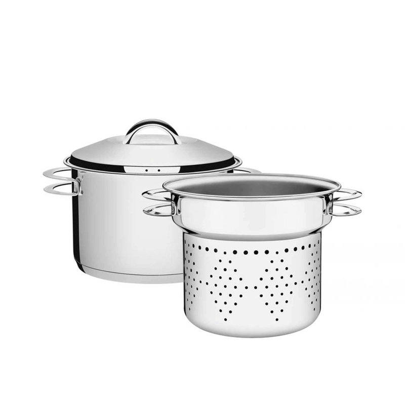 Jogo Cozi-Pasta Solar em Aço Inox Fundo Triplo com Alças 2 Peças 20 cm