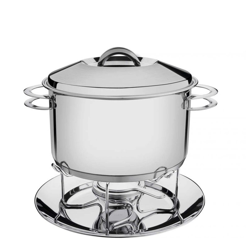 Rechaud Solar em Aço Inox Fundo Triplo com Fogareiro e Tampa de Inox 7,8 L