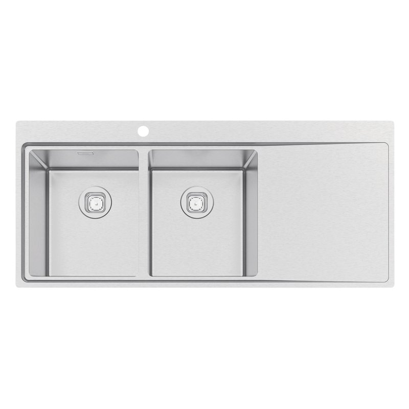 Cuba de Sobrepor Design Collection Smooth 2C 34 EX em Aço Inox com Acabamento Scotch Brit