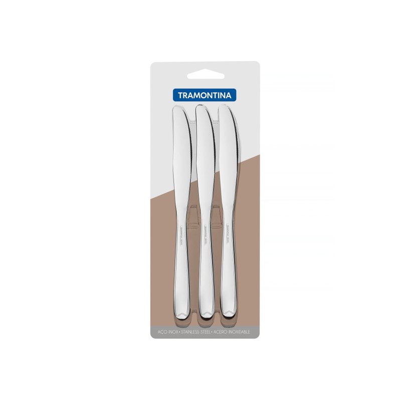Conjunto de Facas de Mesa Copacabana em Aço Inox 3 Peças