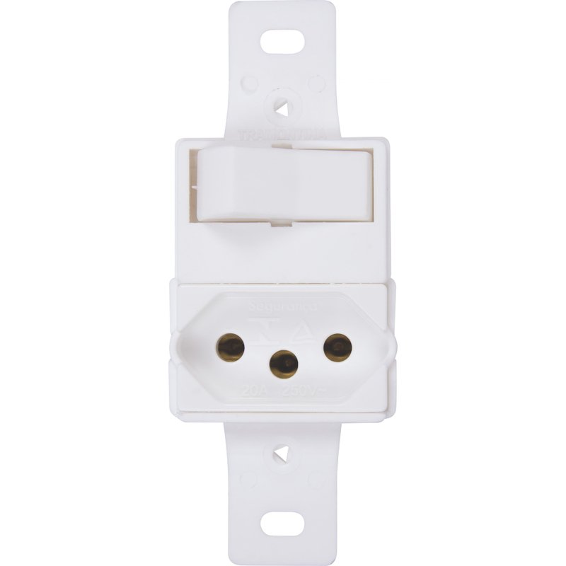 Monobloco 1 interruptor simples 10A 250V~ + 1 tomada 2P+T 20A 250V~