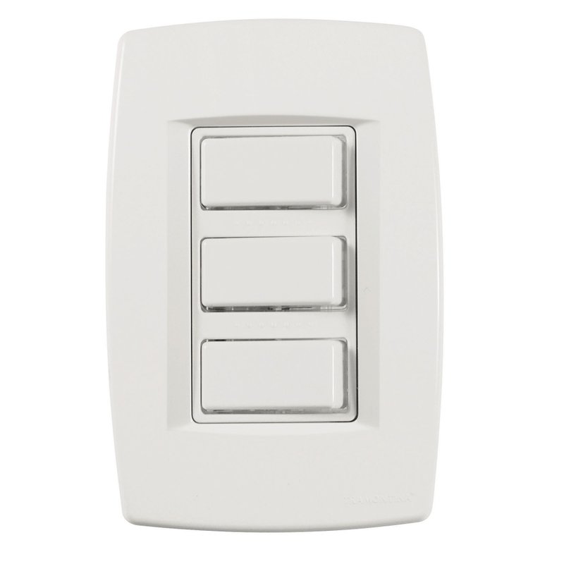 Conjunto Montado TRII 4X2 - 3 Interruptores Simples 10A - 250V~