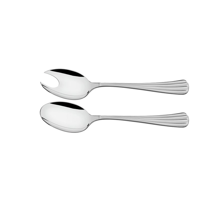 Talheres para Salada Viena em Aço Inox Acabamento Alto Brilho com Detalhes em Alto Relevo