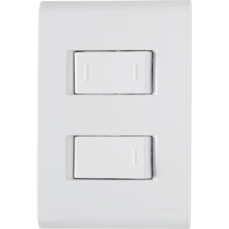 Conjunto 4x2 com 1 Interruptor Simples 10 A 250 V e 1 Interruptor Paralelo 10 A 250 V Liz