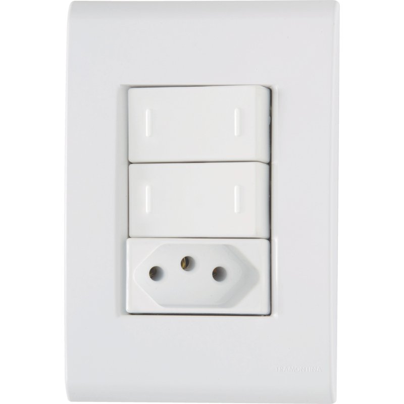 Conjunto 4x2 com 2 Interruptores Paralelos 10 A 250 V e 1 Tomada 2P+T 20 A 250 V Liz Bran