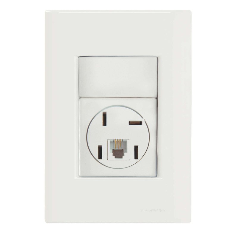 Conjunto 4x2 com 1 Tomada Telefone 4P e RJ11 Giz Branco