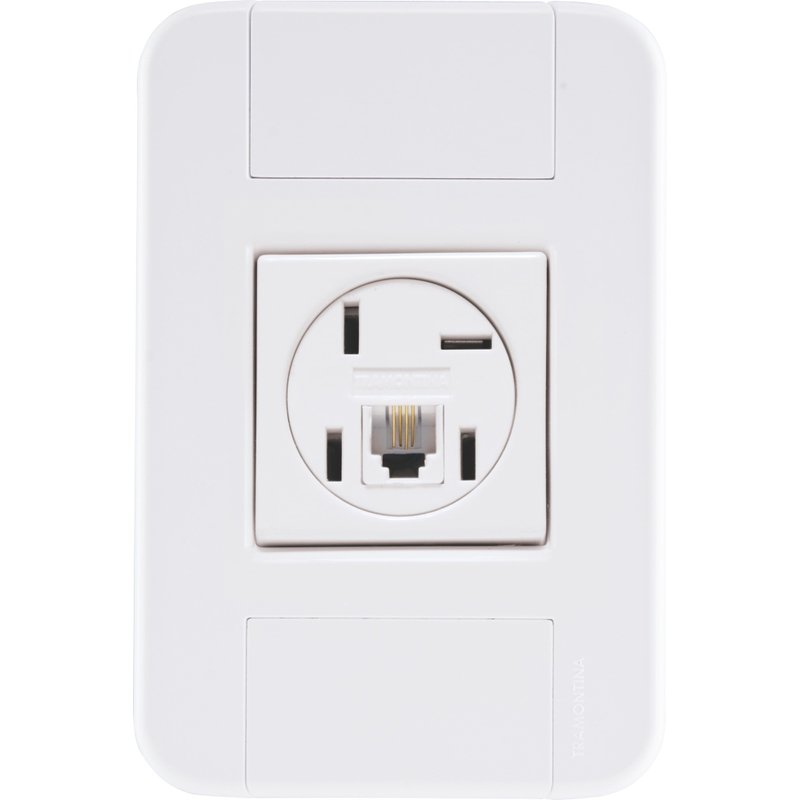 Conjunto 4x2 com 1 Tomada Telefone 4P e RJ11 Tablet Branco