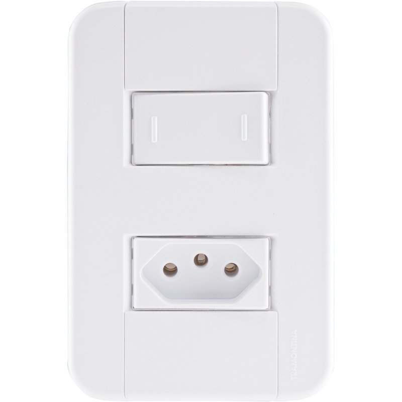 Conjunto 4x2 com 1 Interruptor Paralelo 10 A 250 V e 1 Tomada 2P+T 10 A 250 V Tablet Bran