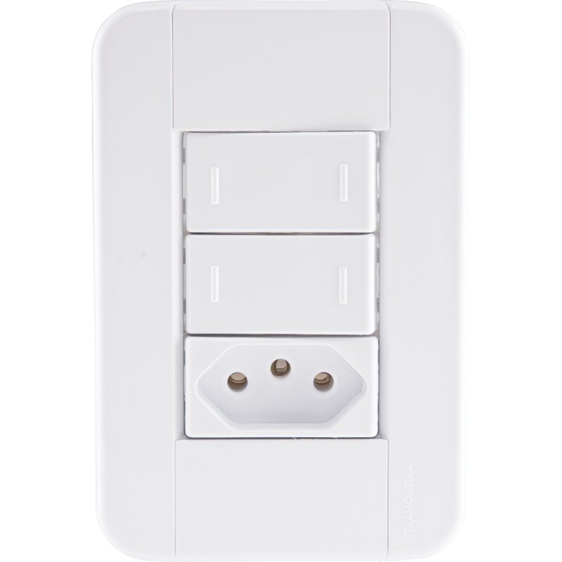 Conjunto 4x2 com 2 Interruptores Paralelos 10 A 250 V e 1 Tomada 2P+T 10 A 250 V Tablet B