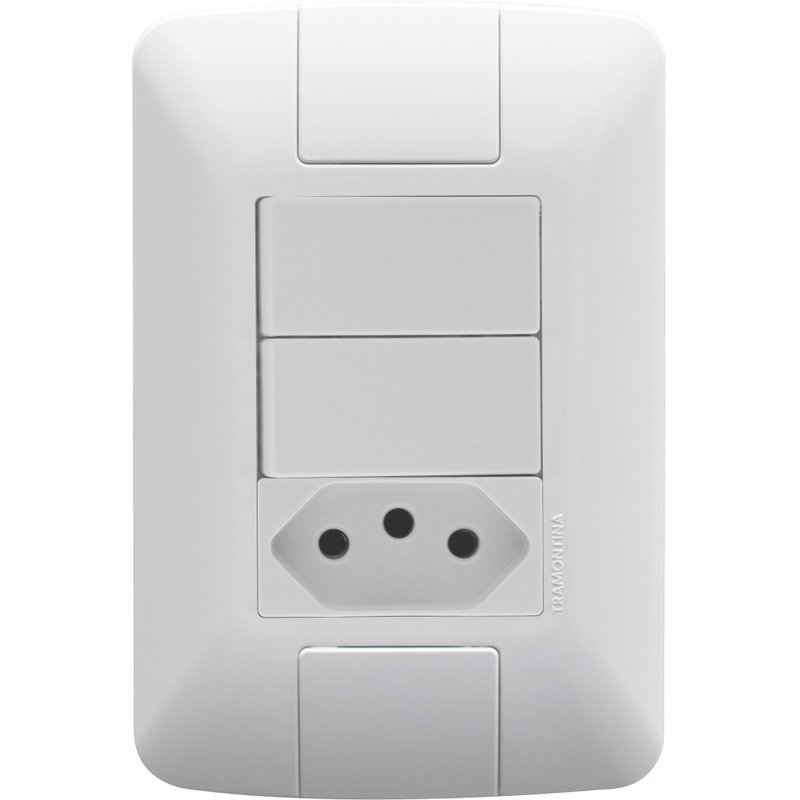 Conjunto 4x2 com 2 Interruptores Paralelos 6 A 250 V e 1 Tomada 2P+T 10 A 250 V Aria Bran