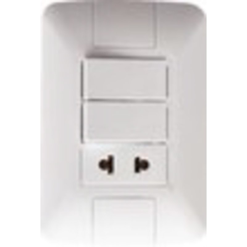 Conjunto 4x2 con 2 Interruptores Sencillos 10 A 250 V y 1 Tomacorriente 2P 15 A - 16 A 250 V Tramont