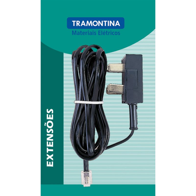 Extensão Telefônica Lisa para Tomada padrão Telebrás com Adaptador RJ11 5 metros