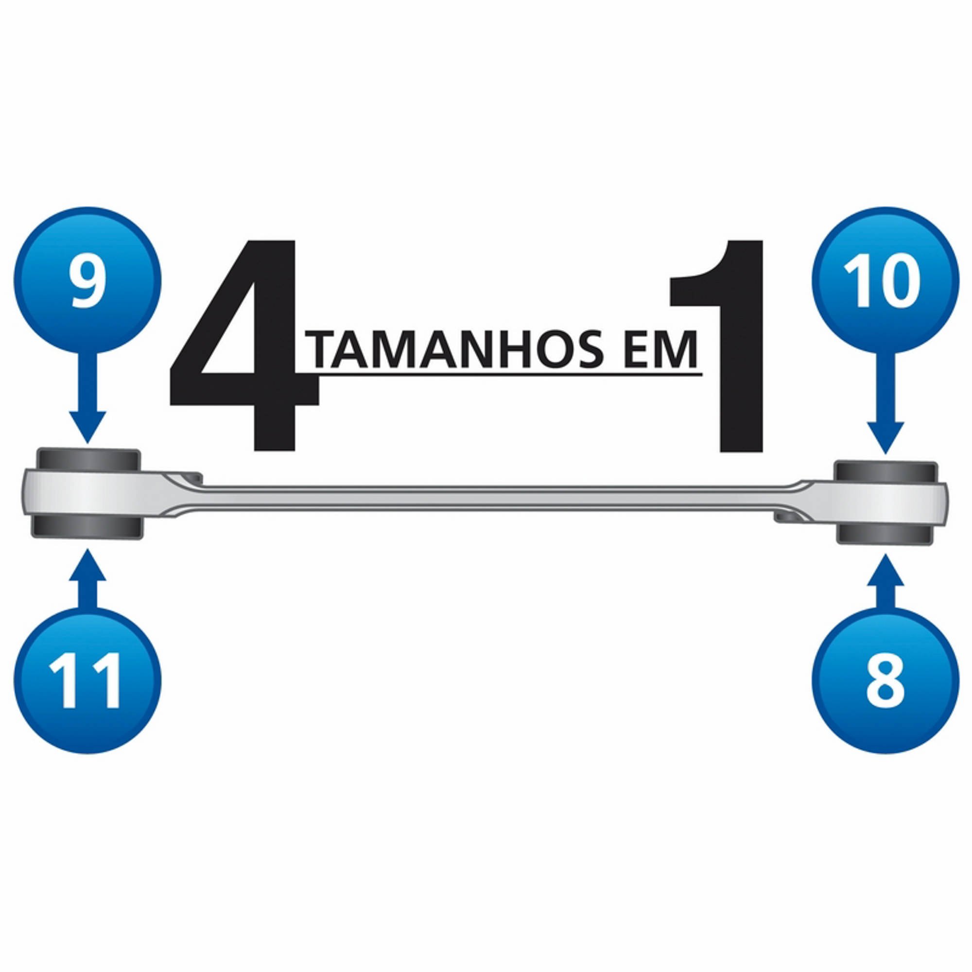 Chave com catraca 4 bocas 12x13x14x15 mm - Tramontina - 44637103