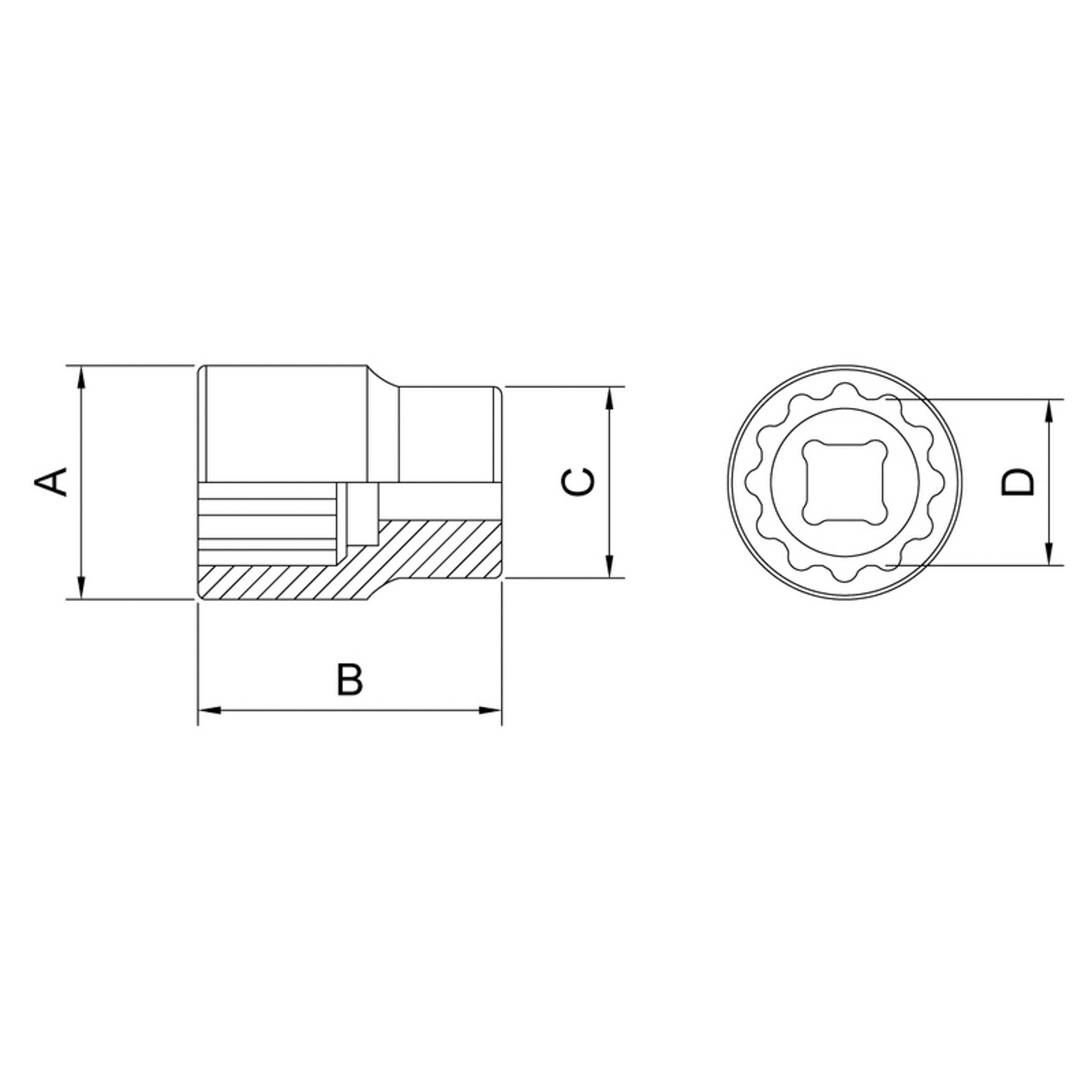 Soquete Estriado Aço Cromo Vanádio 30mm - Encaixe 1/2