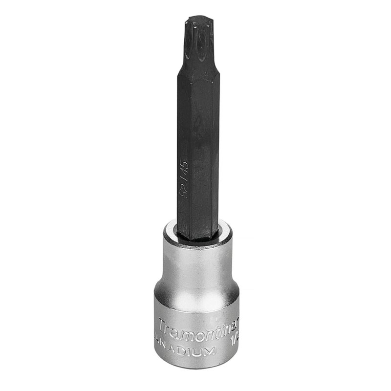 Soquete Longo em Aço Cromo Vanádio Ponta Trafix T45 - Encaixe 1/2"