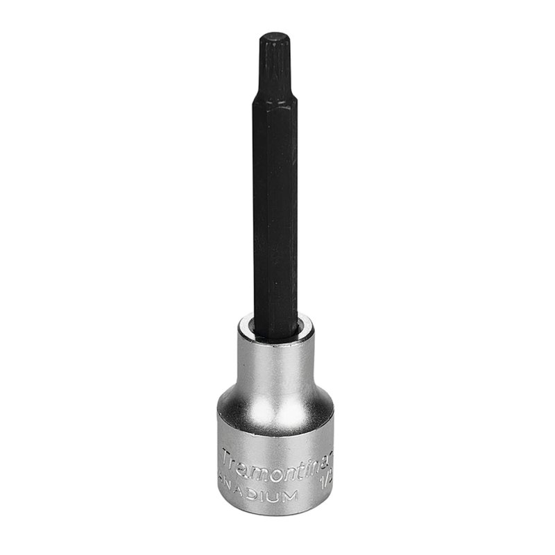 Soquete Longo em Aço Cromo Vanádio Ponta Multidentada 6 mm - Encaixe 1/2"