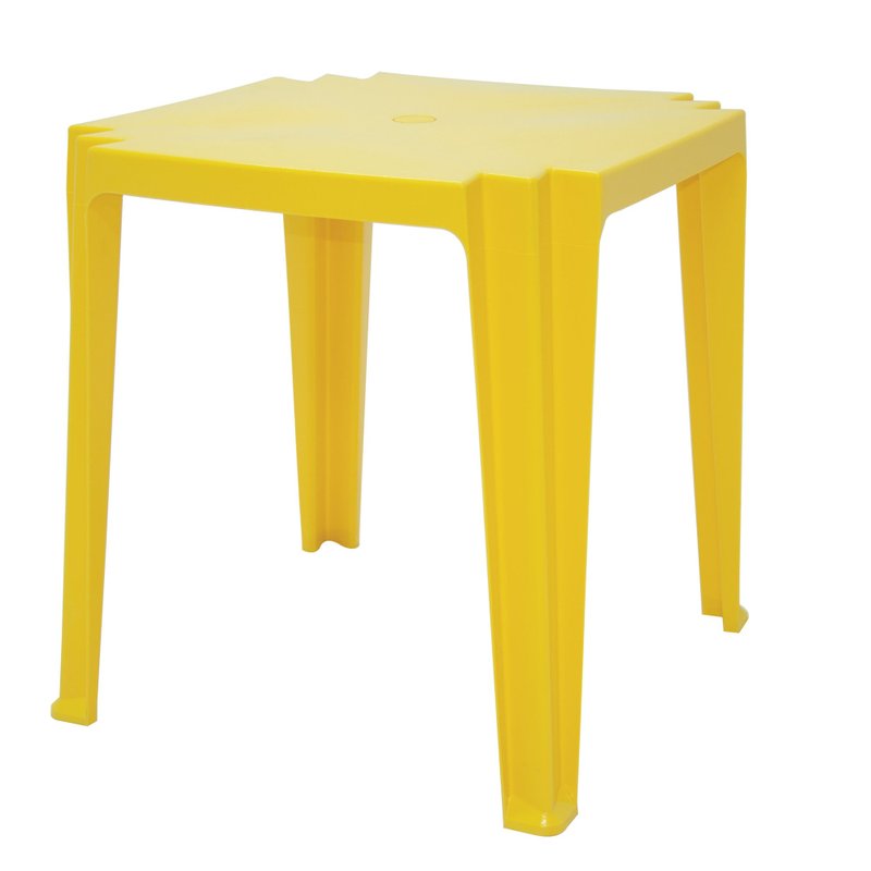 Mesa Quadrada Tambau Basic em Polipropileno Amarelo