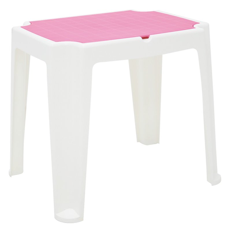 Mesa Infantil Versa em Polipropileno Branco e Rosa