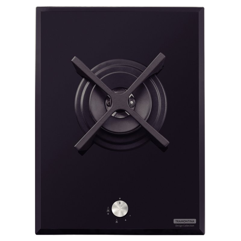 Cooktop a Gás Design Collection Dominó Glass Flat em Vidro Temperado Preto Acendimento Automático