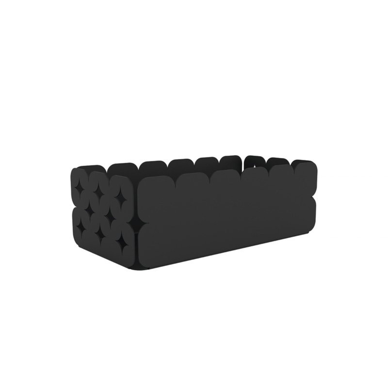 Organizador Preto Retangular em Aço Inox Desenhos Vazados 15 x 7 cm
