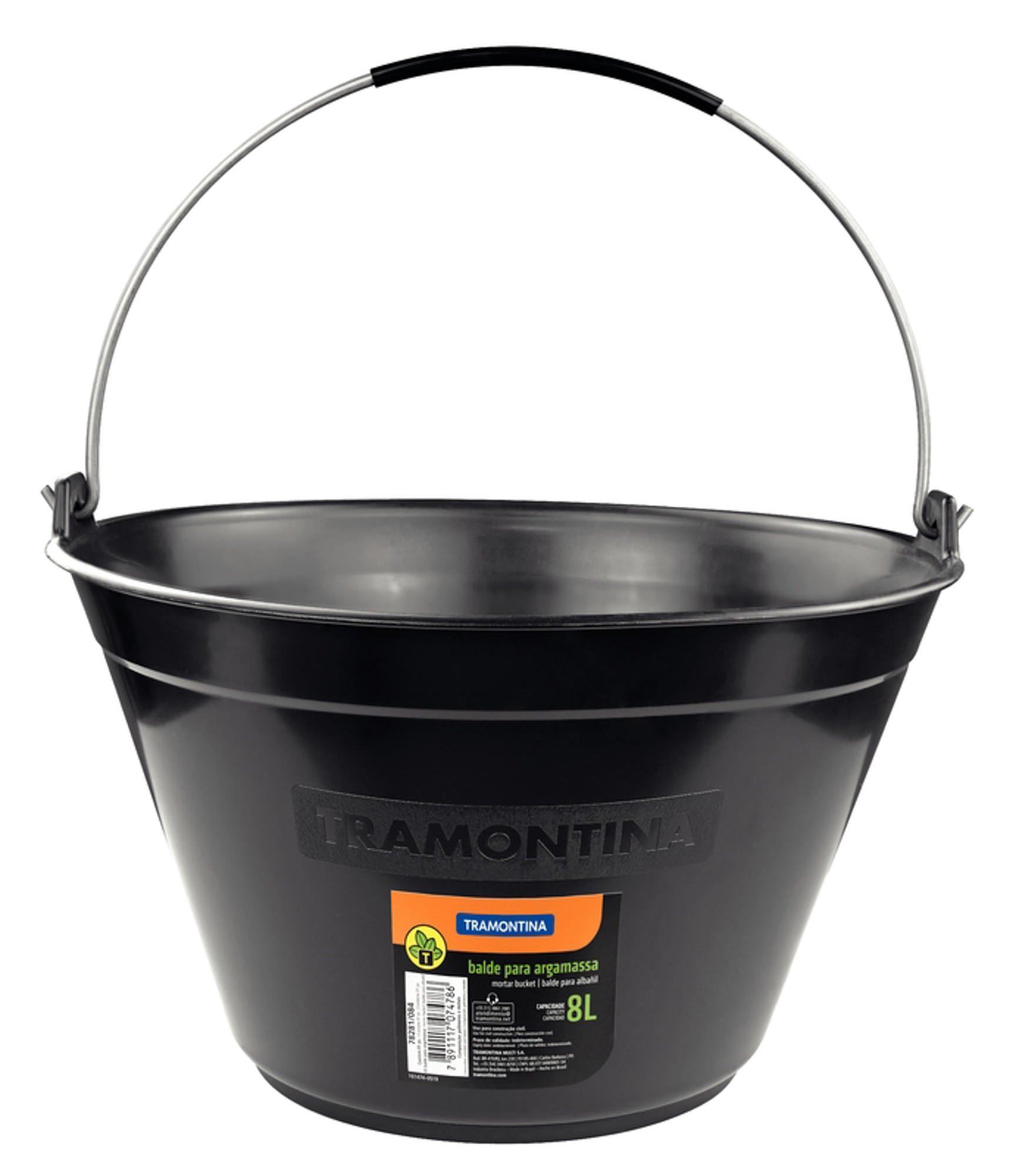 Balde Argamassa Tramontina Plástico 8L Preto - 78281084