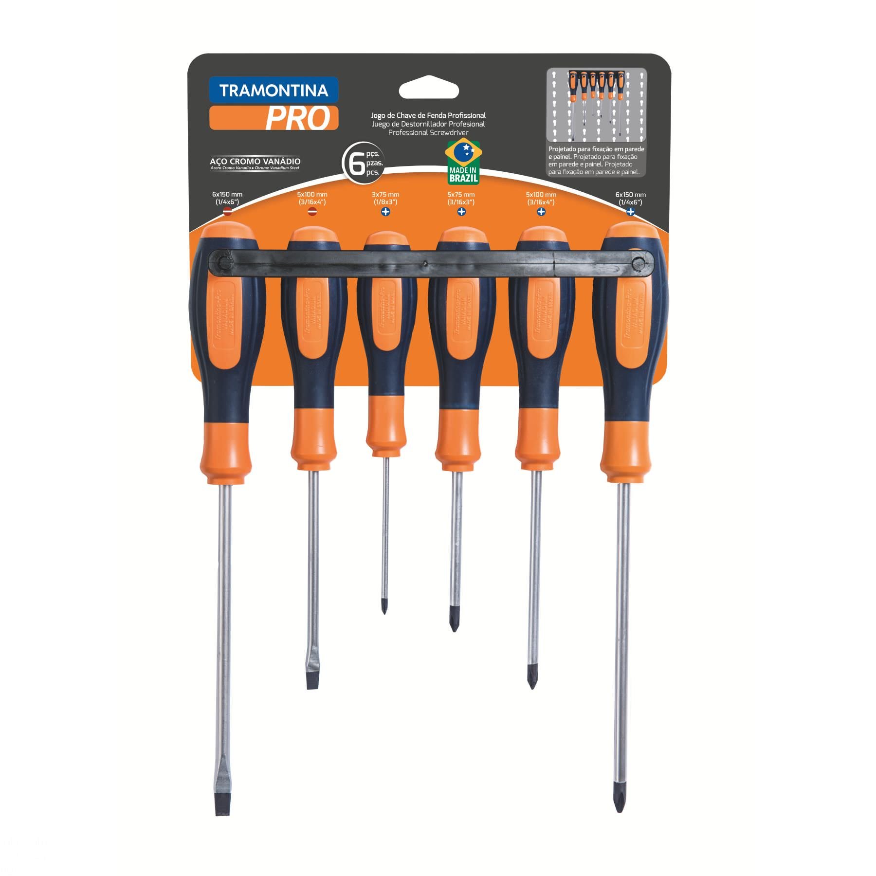 Jogo Chaves Fenda Ultragrip Plus 6 peças Tramontina PRO - 44128406
