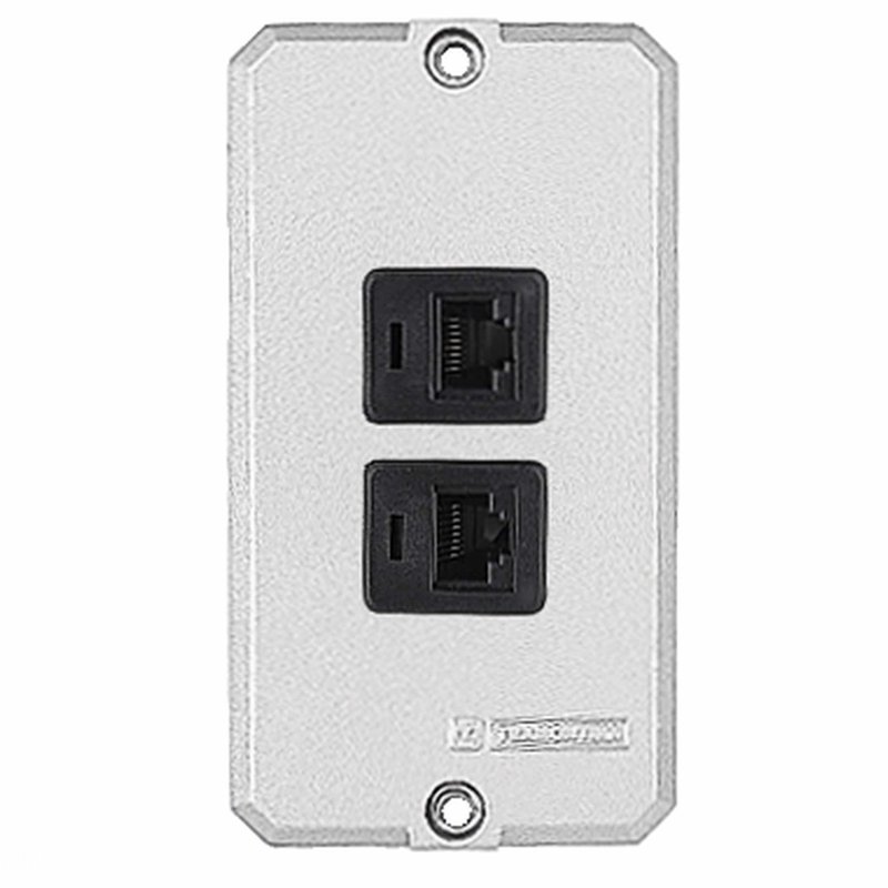 Tampa para condulete 1/2" e 3/4" com 2 tomada RJ45 [cat.5E]
