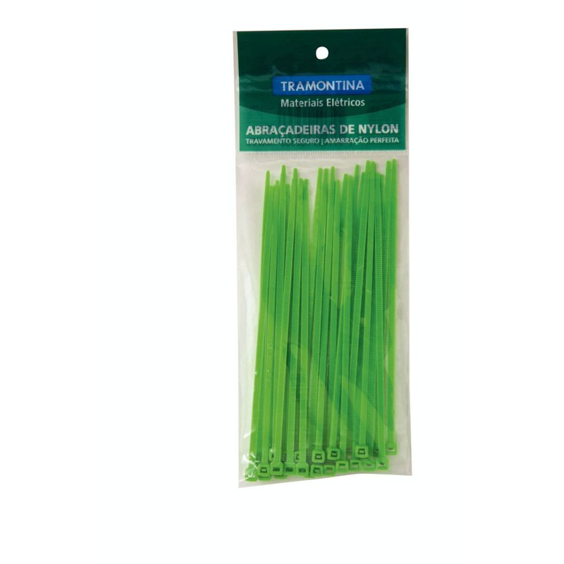 Abraçadeira de Nylon 140 mm x 3,4 mm cor Verde Embalagem com 30 Unidades