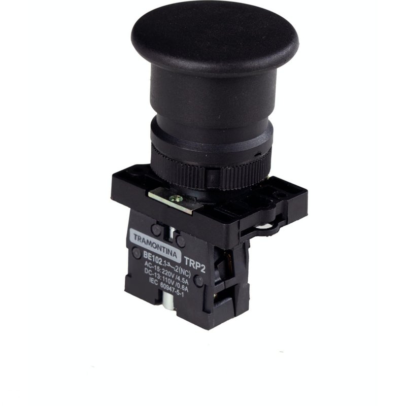 Botão Cogumelo TRP2-EC22 1NF Preto com Base de Plástico