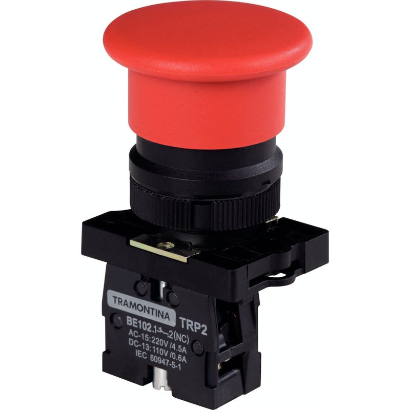 Botão Cogumelo TRP2-EC42 1NF Vermelho com Base de Plástico