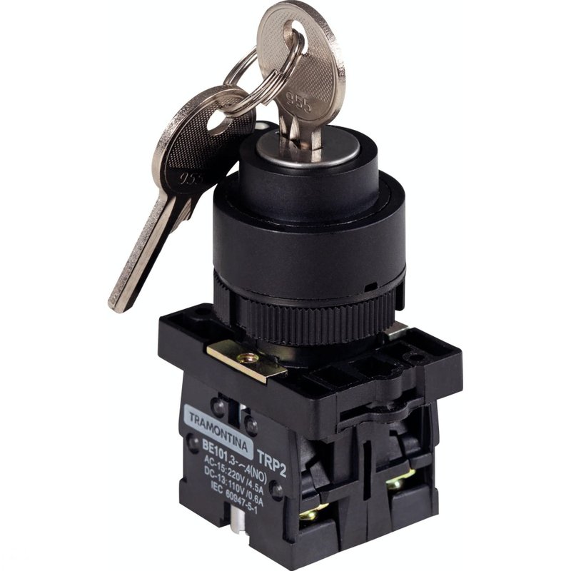 Botão Seletor com Chave TRP2-EG33 2NA Três Posições Base de Plástico