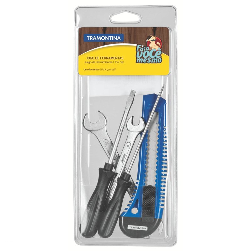 Kit de Ferramentas com Chaves de Fenda Estilete e Chaves Fixas para Uso Doméstico 5 Peças