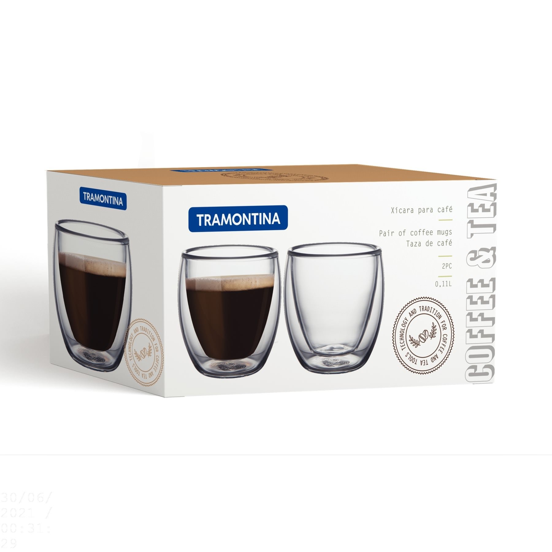 Conjunto Xícaras Tramontina Café 110ml Vidro Duplo 2 Peças - 64760400