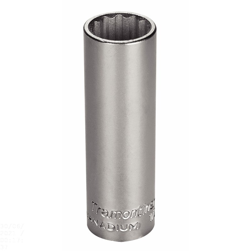 Soquete Estriado Longo em Aço Cromo Vanádio 16 mm - Encaixe 1/2" PRO