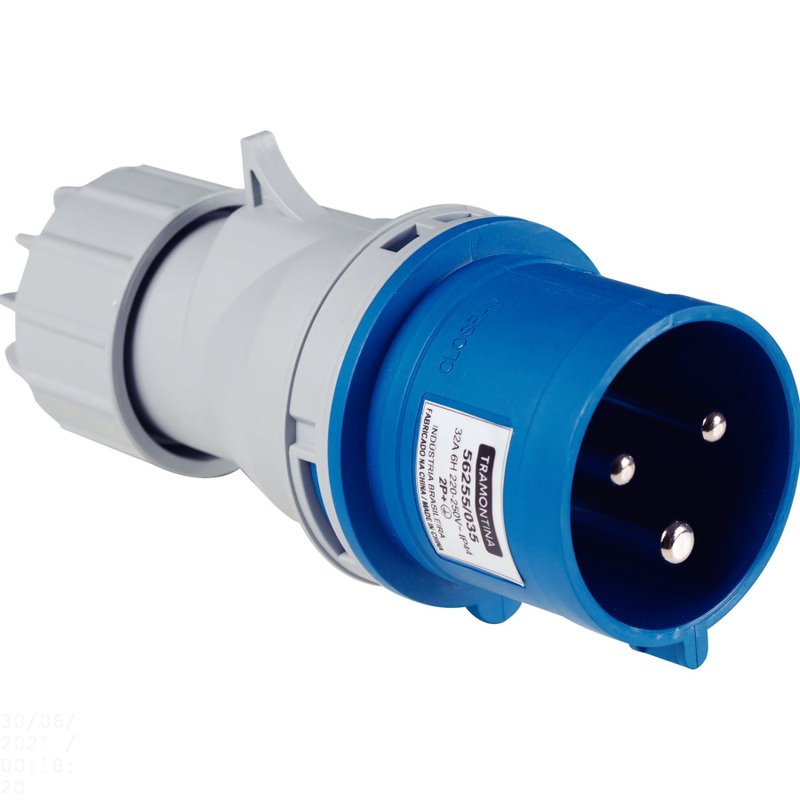 Plugue Móvel Industrial 2P+T 32 A 220-250 Vca 6 H