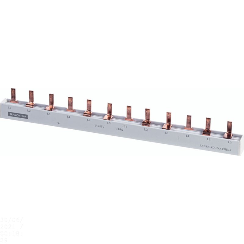 Barramento DIN 3 Fases 12 Polos Tipo Pente 21 cm