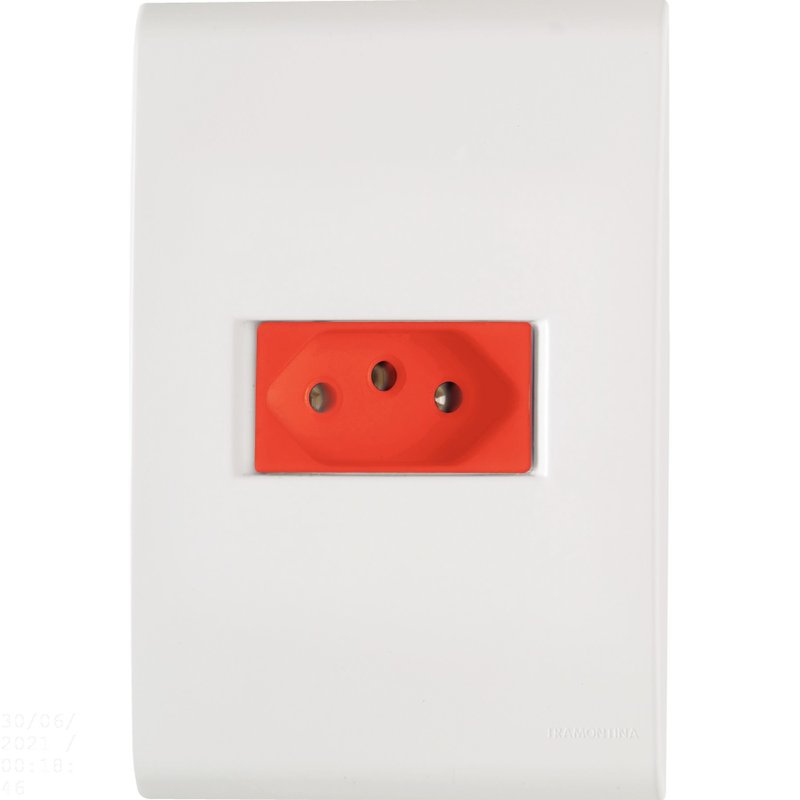 Conjunto 4x2 com 1 Tomada 2P+T Liz 20 A 250 V Branco e Vermelho