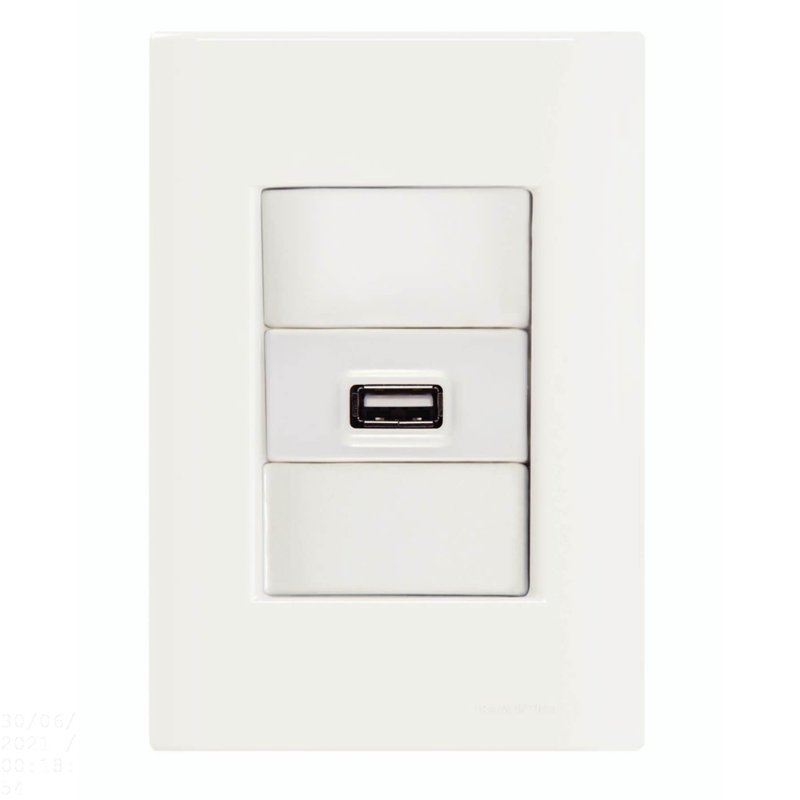 Conjunto 4x2 com 1 Tomada USB 1,5 A Bivolt Giz Branco