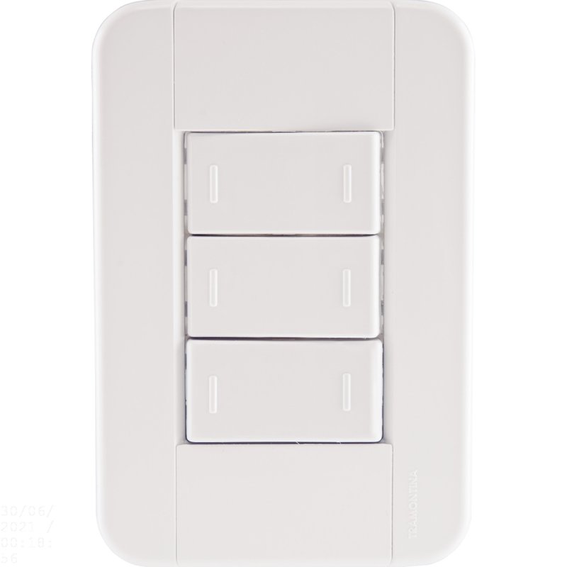 Conjunto 4x2 com 3 Interruptores Paralelos 10 A 250 V Tablet Branco