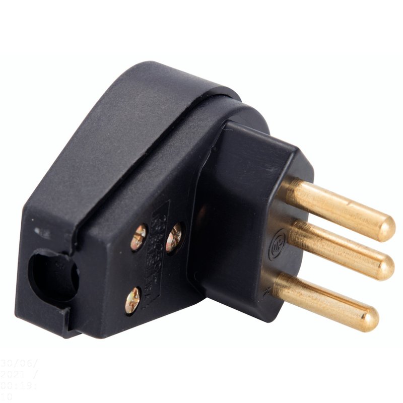 Plugue Angular 2P+T 20 A 250 V Preto