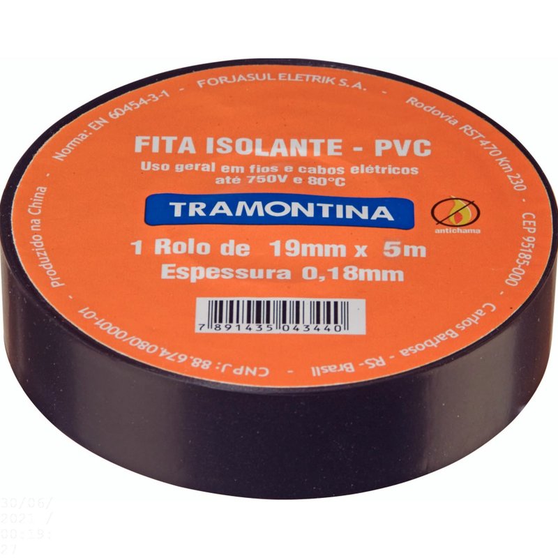 Fita Isolante 0,18x19 mm Preta 5 m