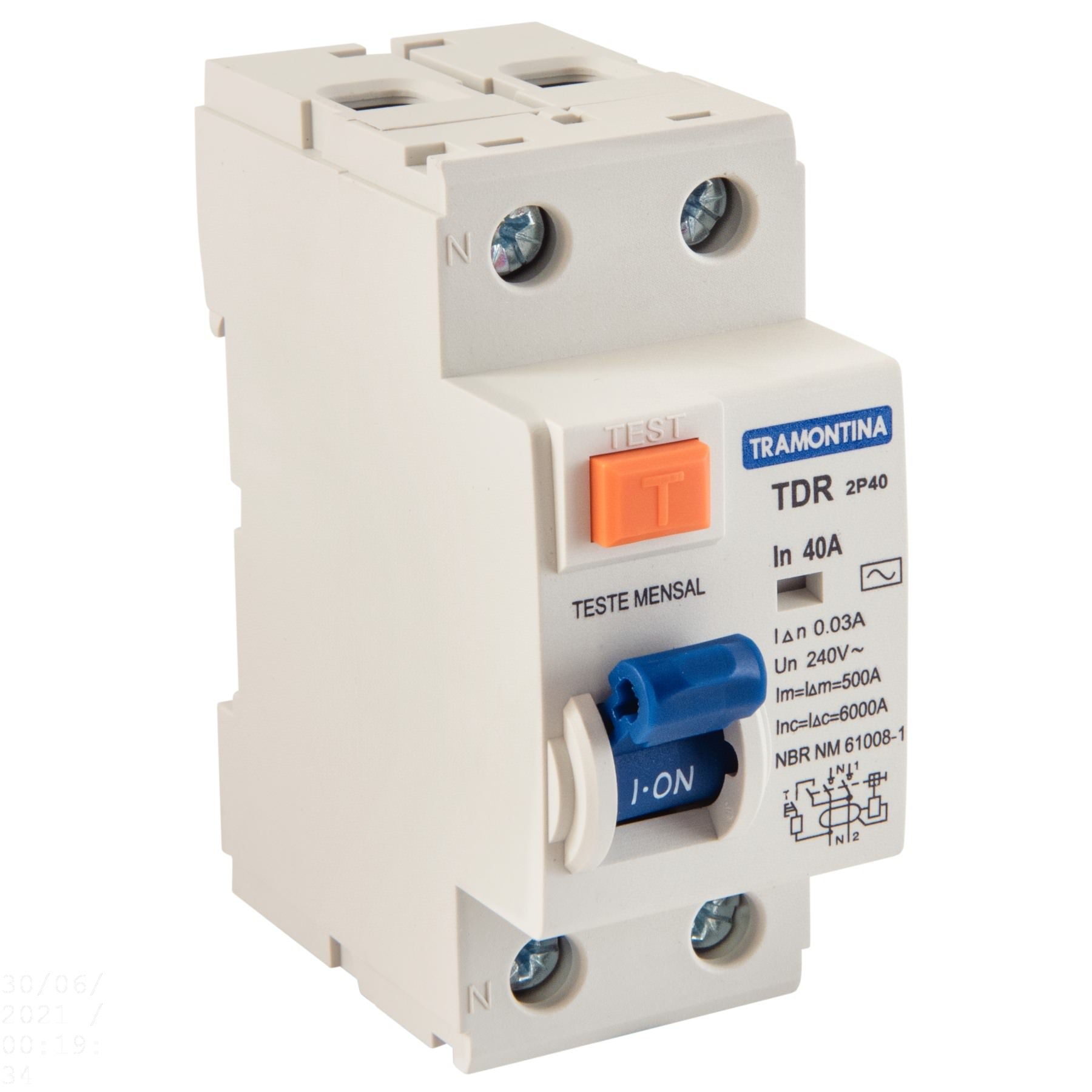Interruptor TDR-40 2P 40A 30 mA 6 KA Tramontina - 58014071