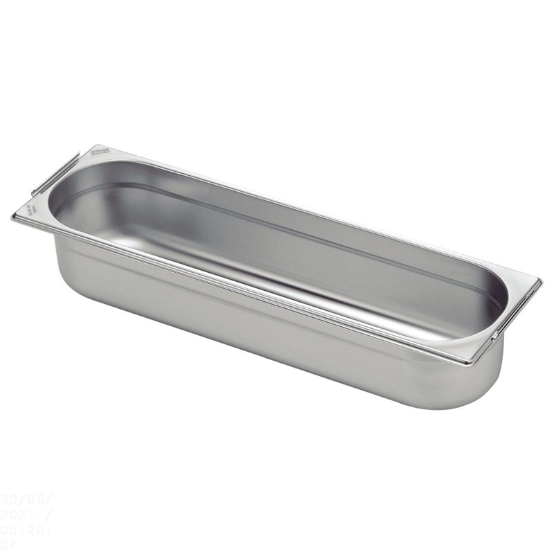 Cuba GN 2/4 em Aço Inox com Alças Móveis Profundidade 100 mm - Aço 304