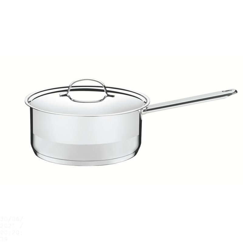Panela Professional em Aço Inox Fundo Triplo com Tampa Plana Detalhe Satinado 24 cm 4,7 L
