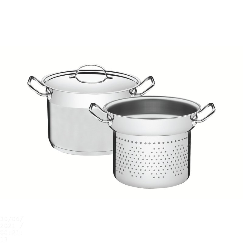 Jogo Cozi-Pasta Professional em Aço Inox Fundo Triplo com Tampa Plana Detalhe Satinado 2