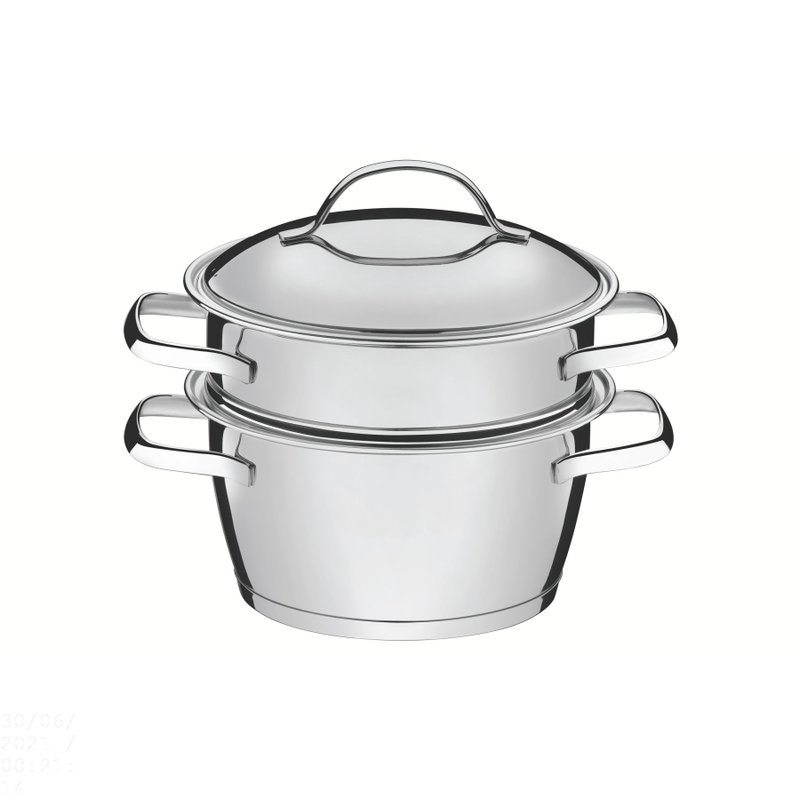 Cuscuzeira Allegra em Aço Inox com Fundo Triplo 2 Peças